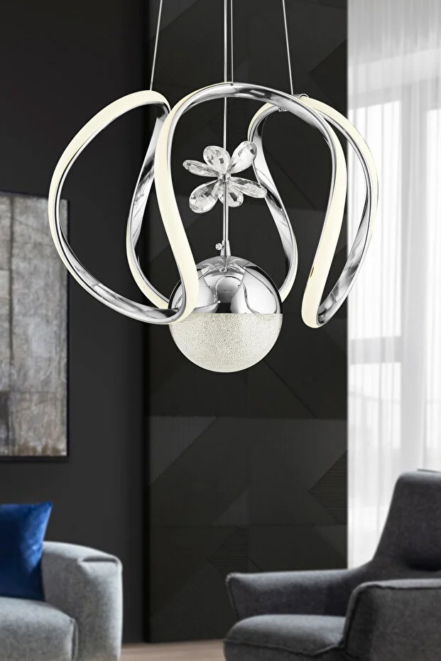 Bigiee 3 Renk Gümüş Ledli Lüx Modern Led Avize